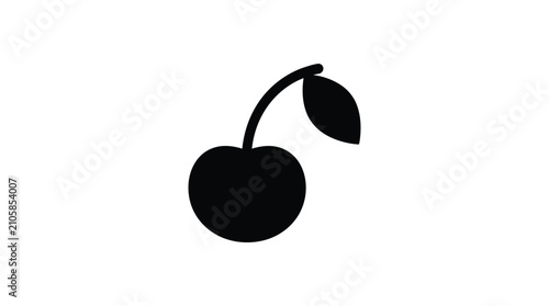 Cuadro en lienzo Cherry Silhouette Icon Minimalist Black Fruit Shape On White Background