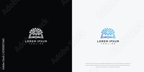 Creative Open Book and Tree Logo Design for Education and Growth