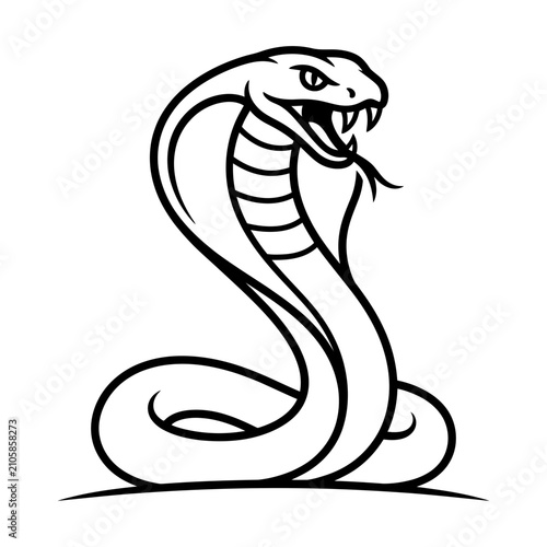 Hooded cobra snake outline in a clean coiled wildlife pose