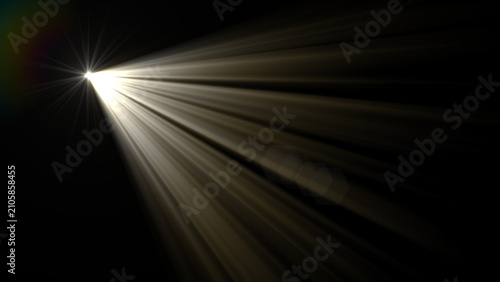 Bild auf Leinwand Volumetric Spotlight Beam with Warm Light Rays on Transparent Background