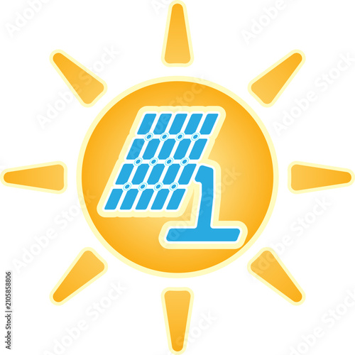 Solar Panel with Sun Illustration