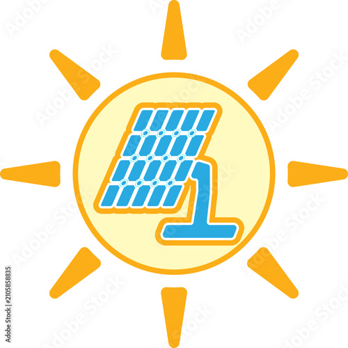 Solar Panel with Sun Illustration
