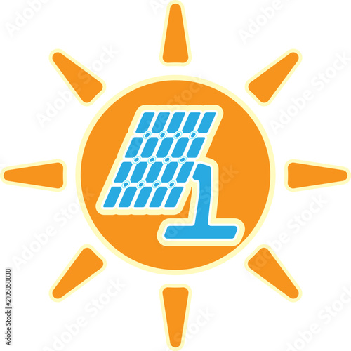 Solar Panel with Sun Illustration