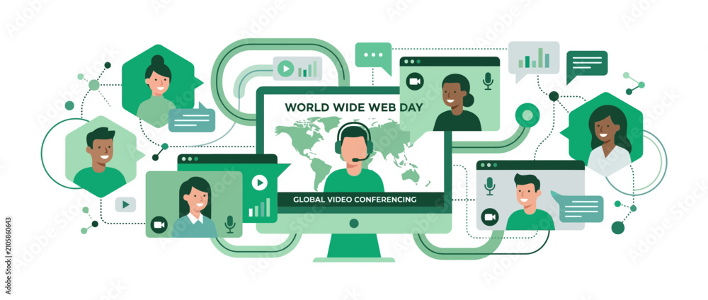 Fototapeta premium Global Video Conferencing and Web Communication