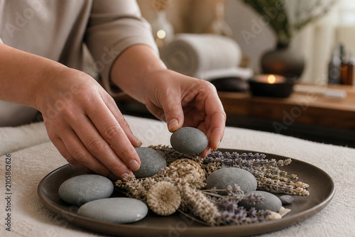 Calming Spa Stones and Botanical Ritual