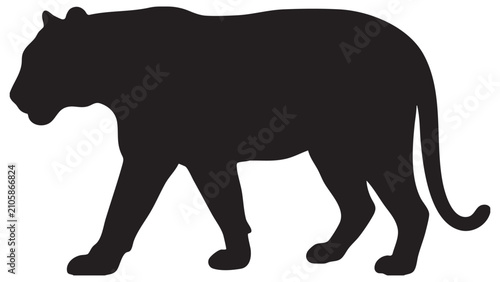 Panther Silhouette On White Background A Detailed Animal Shape feline