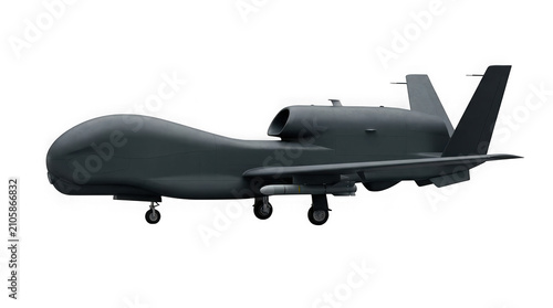 Military surveillance drone isolated on transparent background