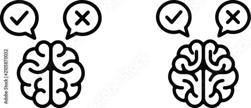 Photos Mental decision icons showing right or wrong choices for ux interface