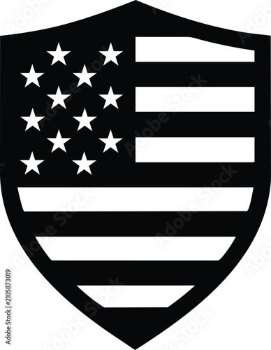 American Flag Shield Icon for Protection and Patriotism