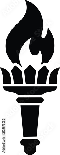 Flaming Torch Silhouette Icon Symbol for Victory and Freedom