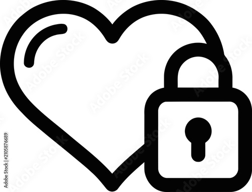 Konstfotografi Heart with Lock Icon: Love Security, Protection, Privacy, and Commitment Symbol
