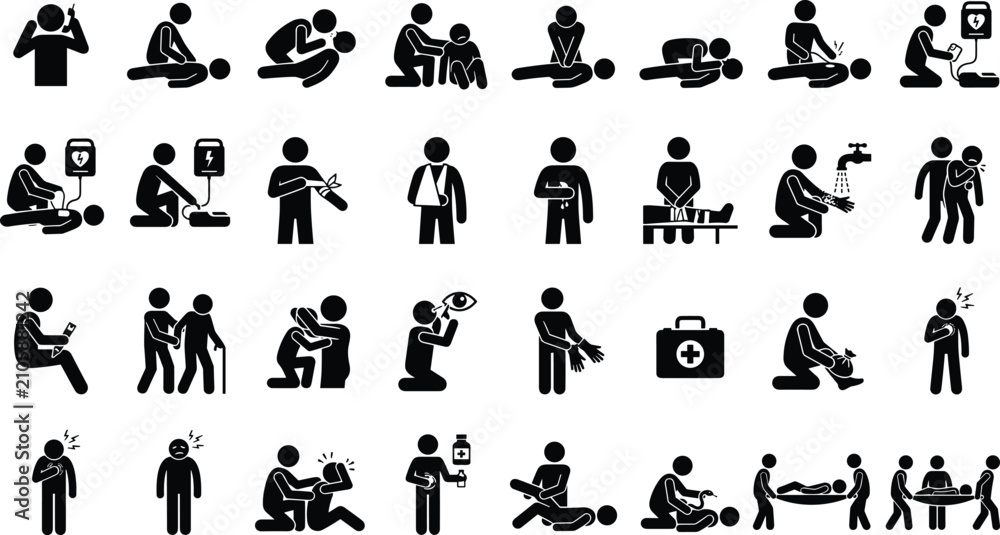 Obraz premium Set of first aid and emergency medical icons