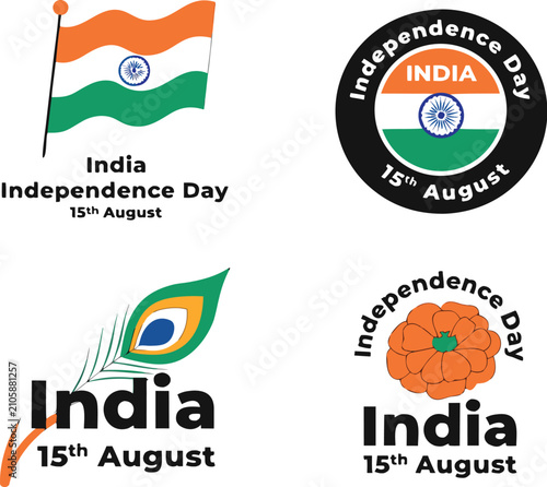 Vibrant India Independence Day graphics and logos for celebrations