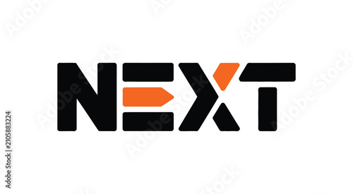 Next word with arrow letter logo vector design, modern typography template featuring a directional arrow symbol for business branding, startup identity, technology companies, logistics, navigation, an