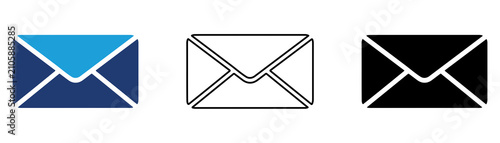 Cuadro en lienzo Multicolor Mail Envelope Icon Set with Filled and Outline Styles for Email Commu