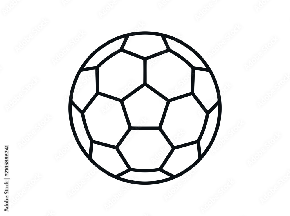 Fototapeta premium A perfect thin line art con black and white perfect soccer ball icon vector illustration of a nice football