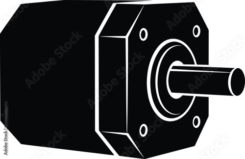 Silhouette design of an electric stepper motor industrial component vector