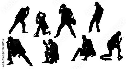 Quadro su tela Detective Silhouette Collection, Mystery Investigation Figures, Noir Spy Actions