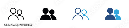 Two Person Avatar Icon Set. Community, Teamwork, User Management and Collaboration Symbols. Vector Illustration.