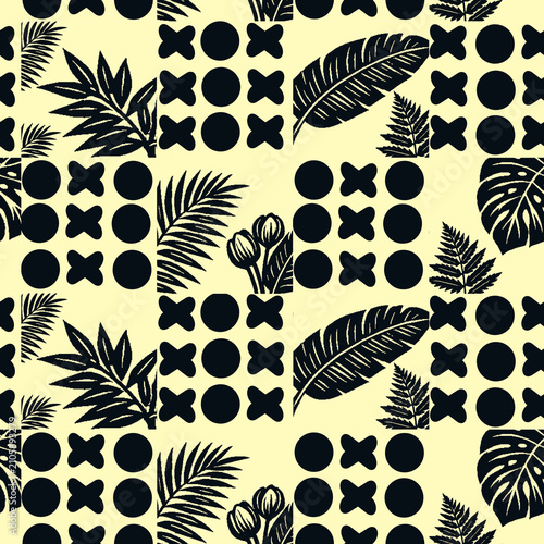 Obraz na plátně Patron cuadrados botánicos -Botanical square patterns