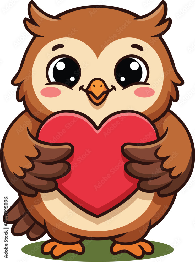 Obraz premium Cartoon Owl with Heart