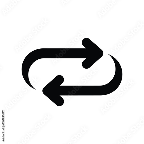 Recycle symbol with two opposing arrows, used for repeat, refresh, or sync functions on digital interfaces.
