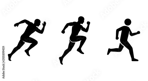 Fotografie Dynamic Runner Silhouettes, Athletic Motion Icons, Sprinting Figures Vector Set,