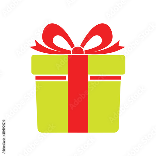 Green gift box with red ribbon and bow, symbolizing celebration and giving, perfect for holiday marketing.