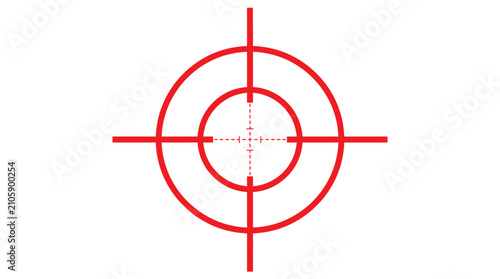 Bright red circular target vector illustration featuring precise crosshairs for professional graphic design and focus