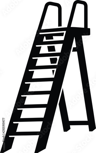 Silhouette design of an A-frame stepladder for maintenance work vector