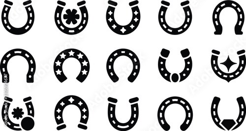 Tableau sur toile Horseshoe icons, clean lucky symbol collection with classic horseshoes for weste
