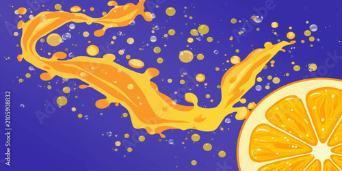 Vibrant Orange Juice Splash Isolated on White Background with Fresh Summer Water Drop Illustration and Bright Natural Refreshment Design Elements