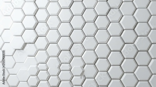 White hexagon pattern background texture honeycomb minimal geometric 3d. Clean modern surface seamless abstract tiles design light