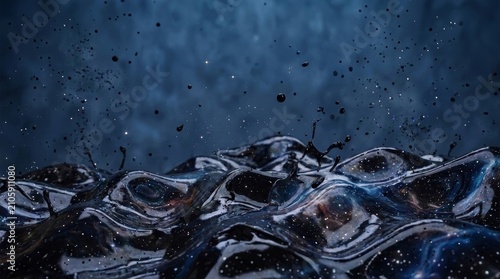 Salpicadura de Fluido Cósmico Abstracto con Reflejo de Galaxia