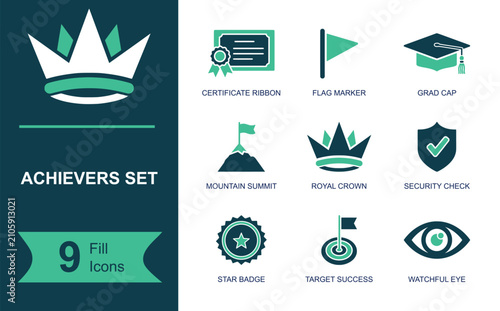Tableau sur toile Achievement and success icon set