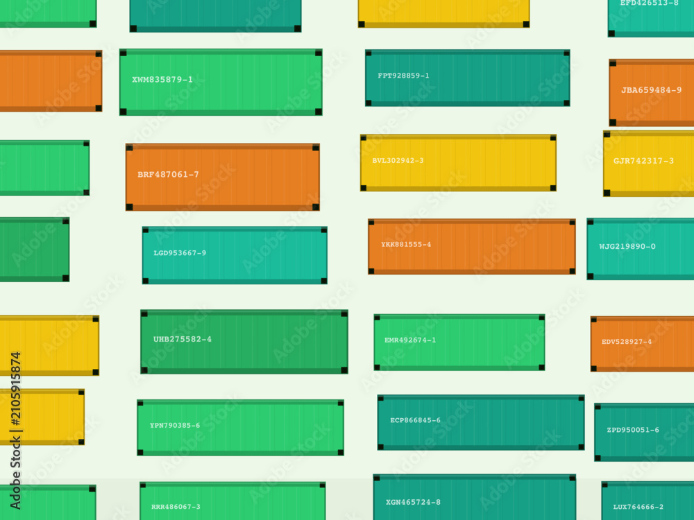 Fototapeta premium Colorful Shipping Containers Logistics Background Vector
