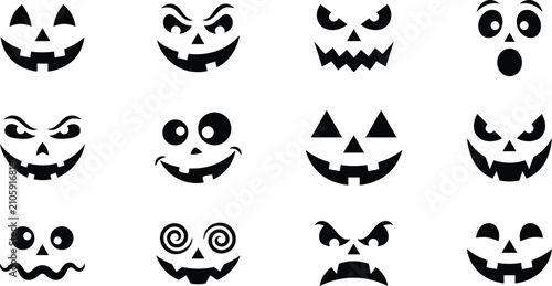 Tableau sur toile Halloween jack o lantern faces and pumpkin carving designs