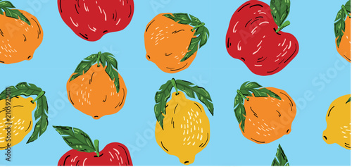 Vector illustration. Seamless fruit pattern.	
