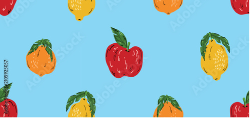 Vector illustration. Seamless fruit pattern.	
