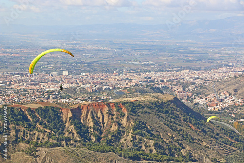 Paraglider at Cenes in the Sierra Nevada, Spain	