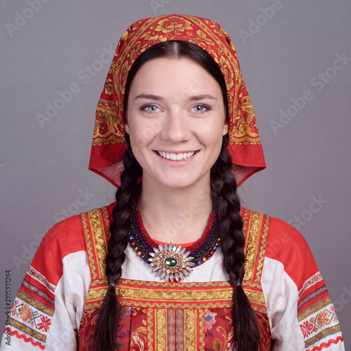 Studio portrait of a young beautiful brunette model