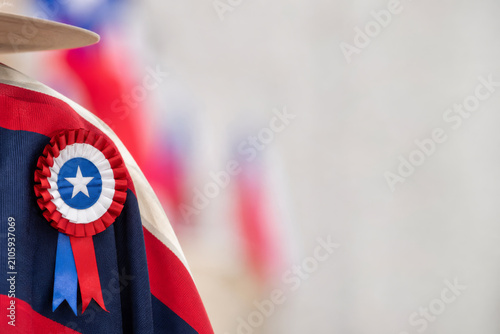 Symbolic Chilean decoration and clothing worn during Independence Day. Background for cultural events or holidays.