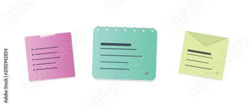 Canvas Print Set of colorful sticky notes with checklists and to do lists for tasks and planning on a clean white background
