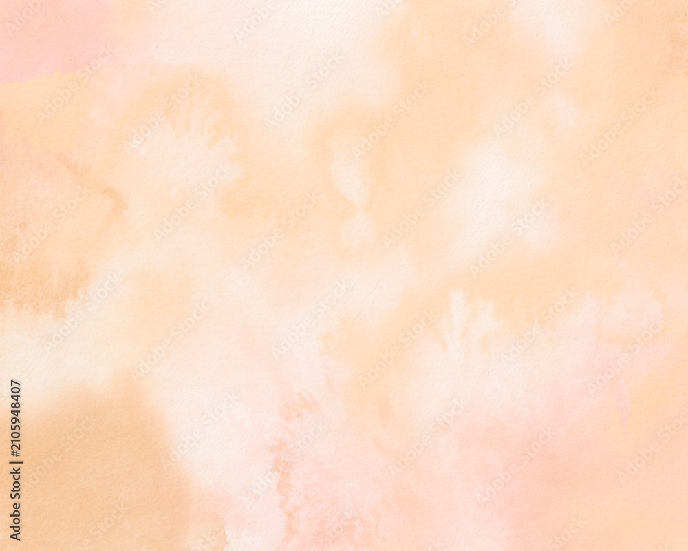 Fototapeta premium Nude gradient abstract watercolor texture background. Beige watercolour pattern. Pastel peach fuzz color pallet watercolor brush texture. Autumn water color surface