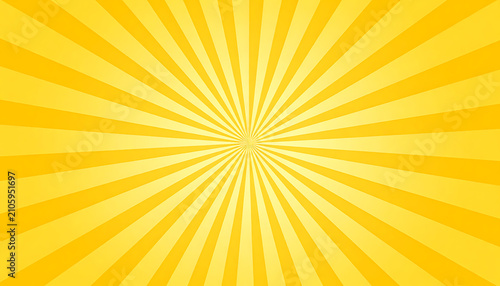 Radial sunburst pattern in bright yellow and orange hues, vintage comic book style background