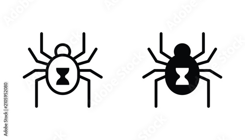 Foto Black widow spider vector icon isolated on white Black and white outline line ar