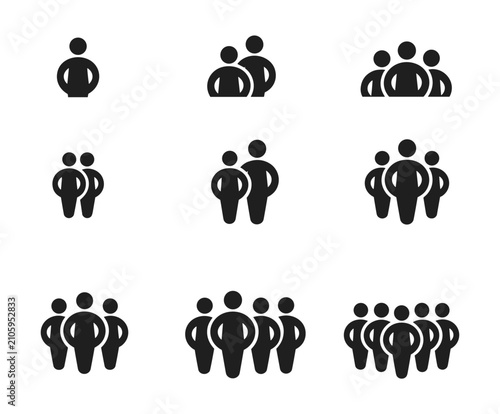 Foto Diverse Group Representation: A collection of pictogram icons illustrating various group sizes