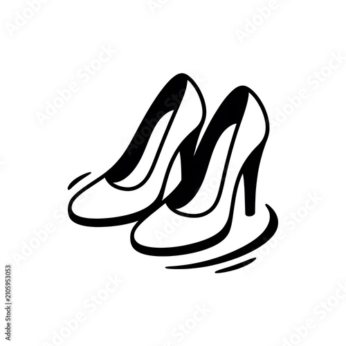 Black and white illustration of elegant high heel shoes