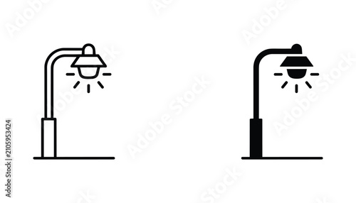 Canvastavla Street lamp vector icon isolated on white Black and white outline line art and s