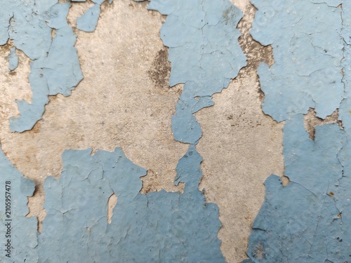 Quadro su tela A distressed wooden surface featuring random peeling paint, chipped layers, cracks, scratches, and naturally weathered wood grain